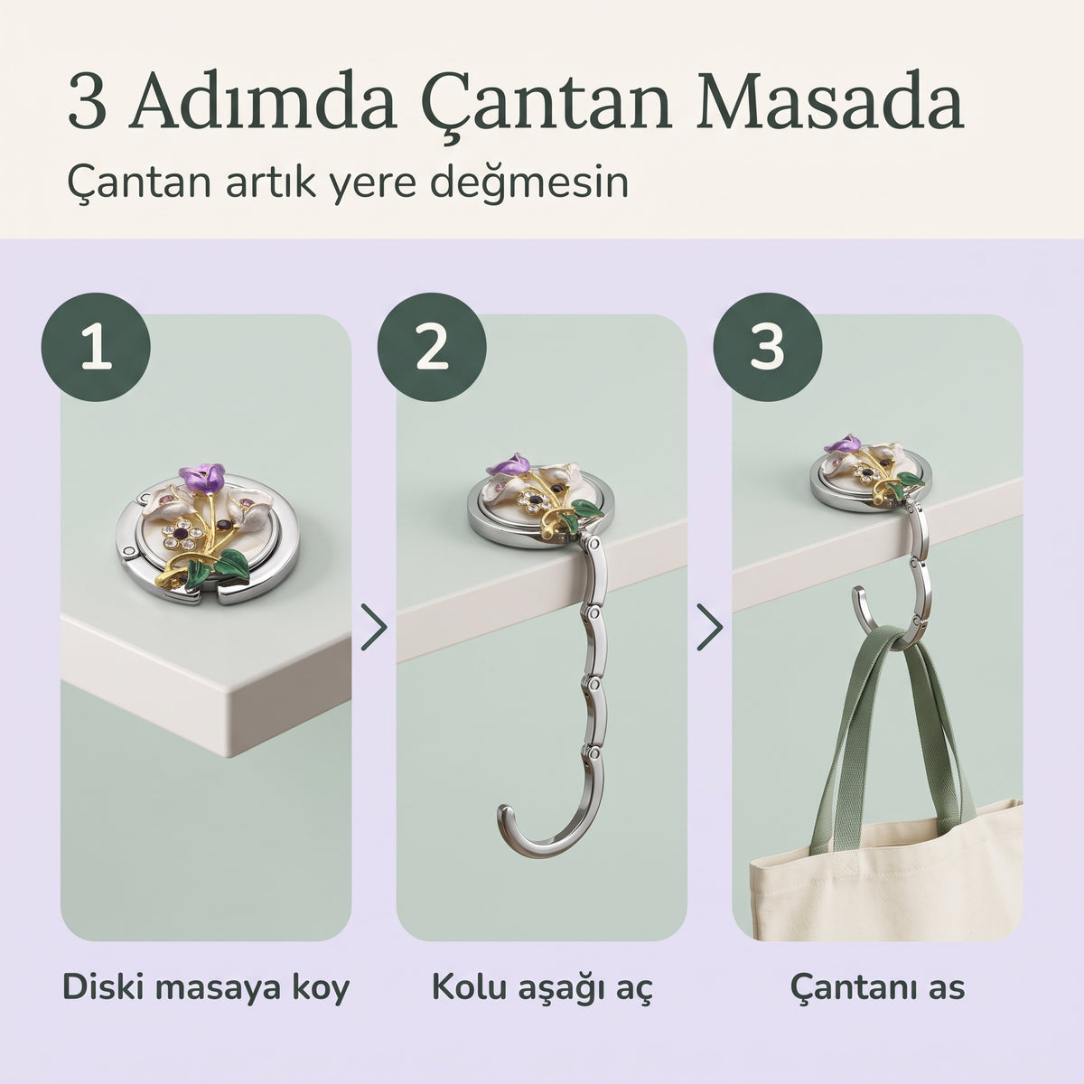Dekoratif çanta askısı